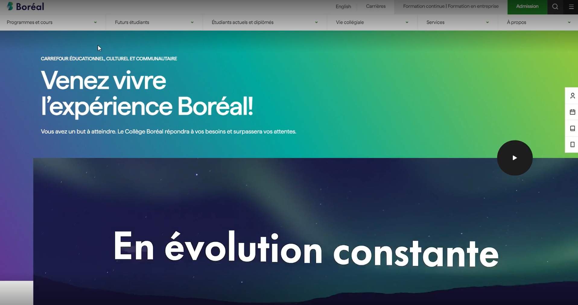Collège Boréal's new Website