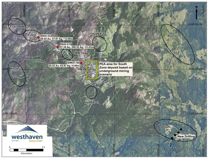 Shovelnose gold property South Zone plan map