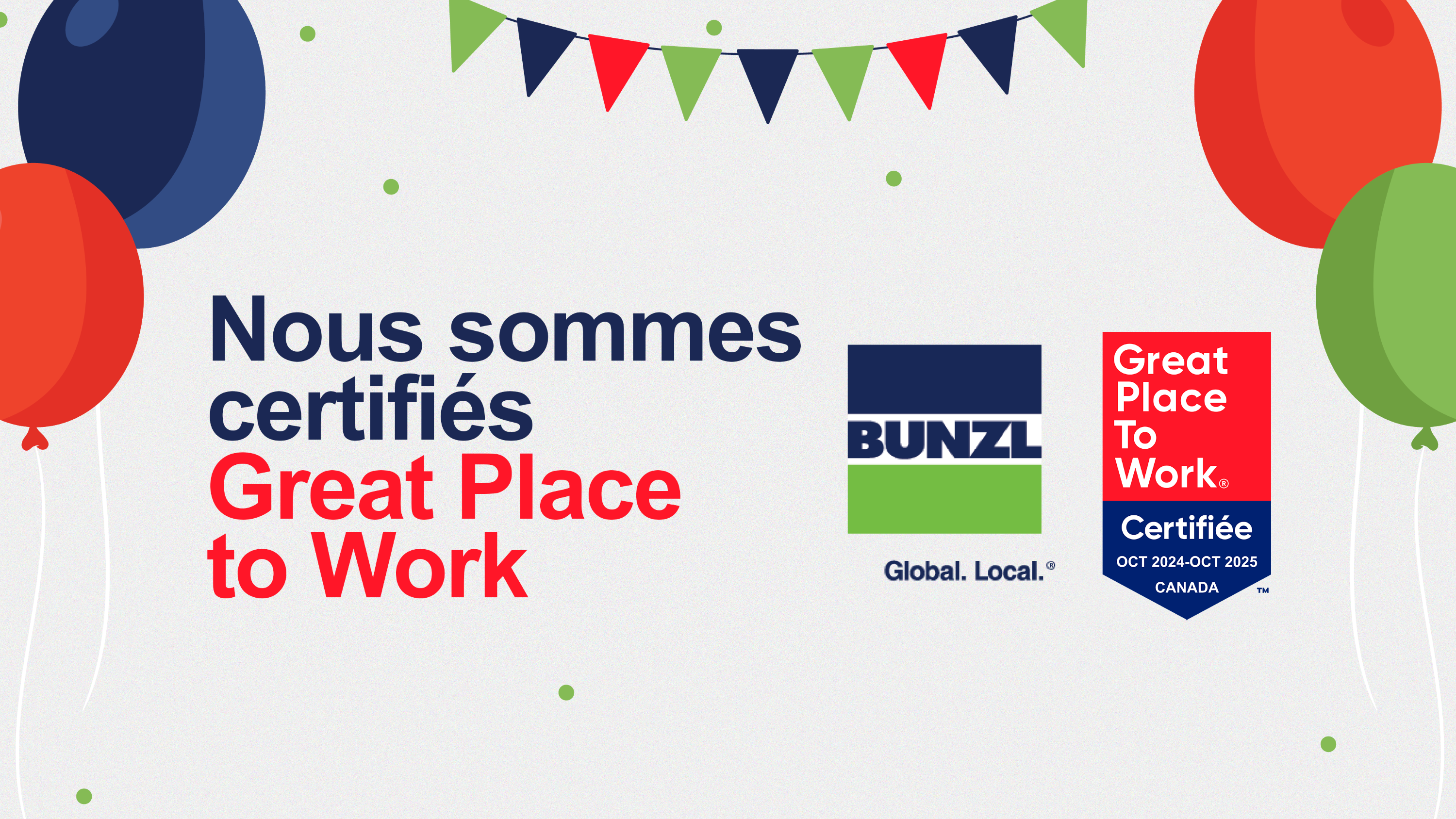 Bunzl Canada est certifiée Great Place to Work