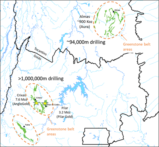 Almas Greenstone Belt one of the less studied/drilled greenstone belts in Brazil.