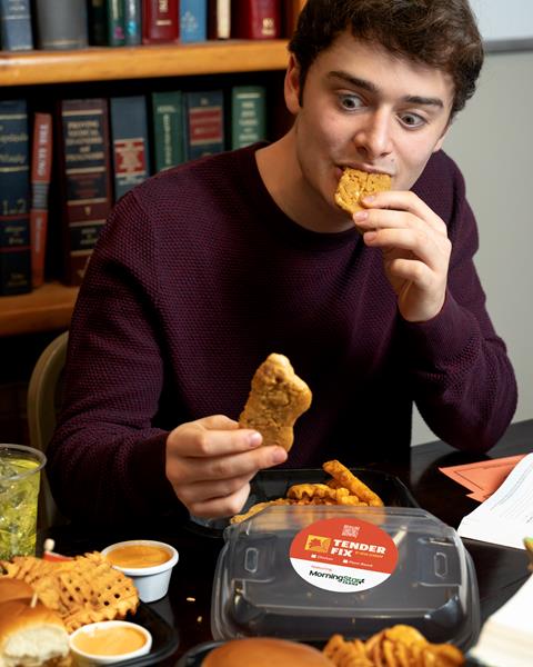 TenderFix™ by Noah Schnapp delivery-only menu, features a range of chicken and plant-based sandwiches, sliders and tenders.