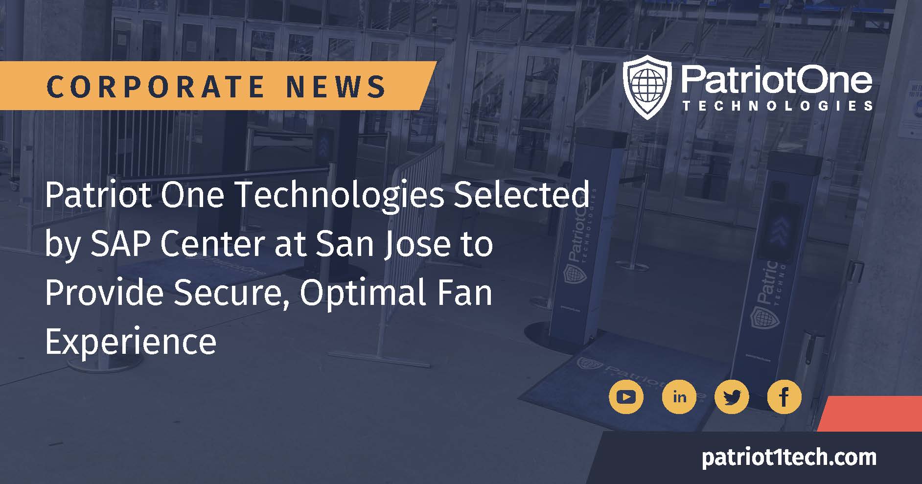 Patriot One Technologies Selected by SAP Center at San Jose