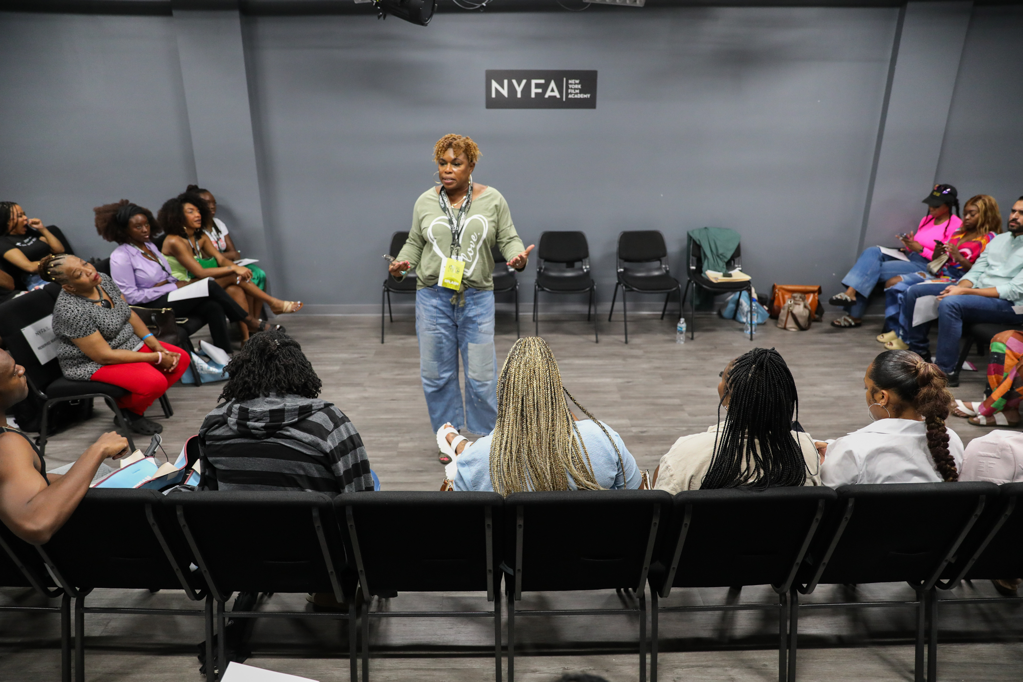 NYFA instructor Patrice DeGraff-Arenas discusses her expertise in acting to a packed room at the American Black Film Festival.