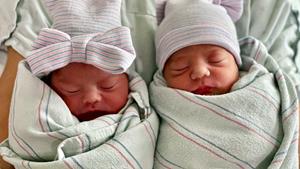 Aylin (pictured on the left) Trujillo arrived at Natividad Medical Center in Salinas California, fifteen minutes after her twin brother, who was born in 2021.