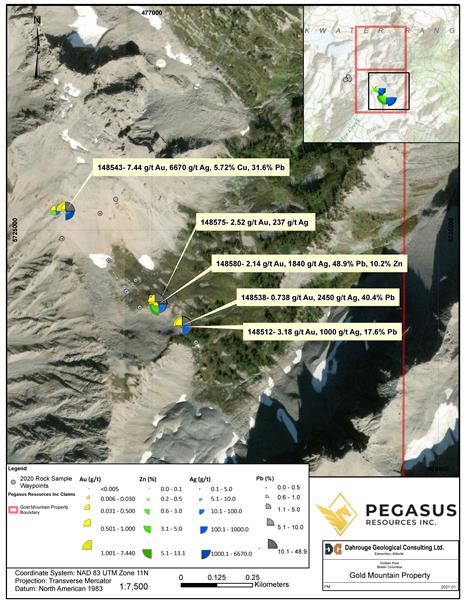 Figure 1: Gold Mountain Property sample locations