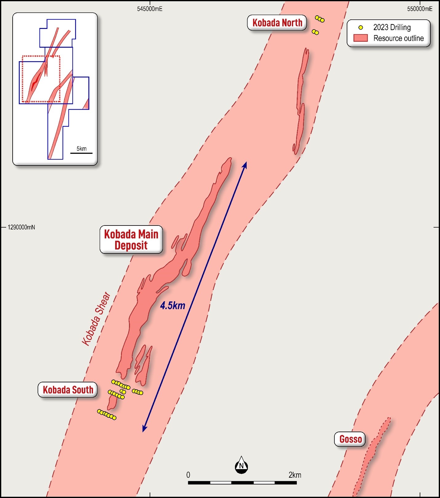 Plan showing location of Kobada North and Kobada South