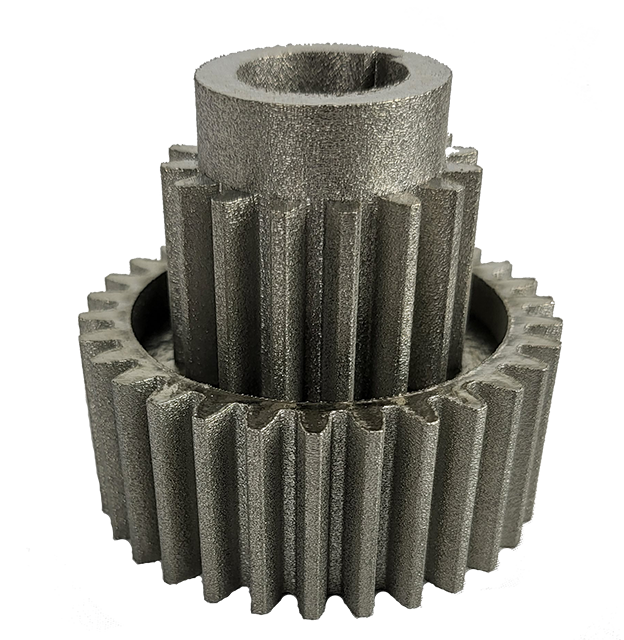 Motor gear 3D printed in Uniformity Labs titanium alloy Ti64