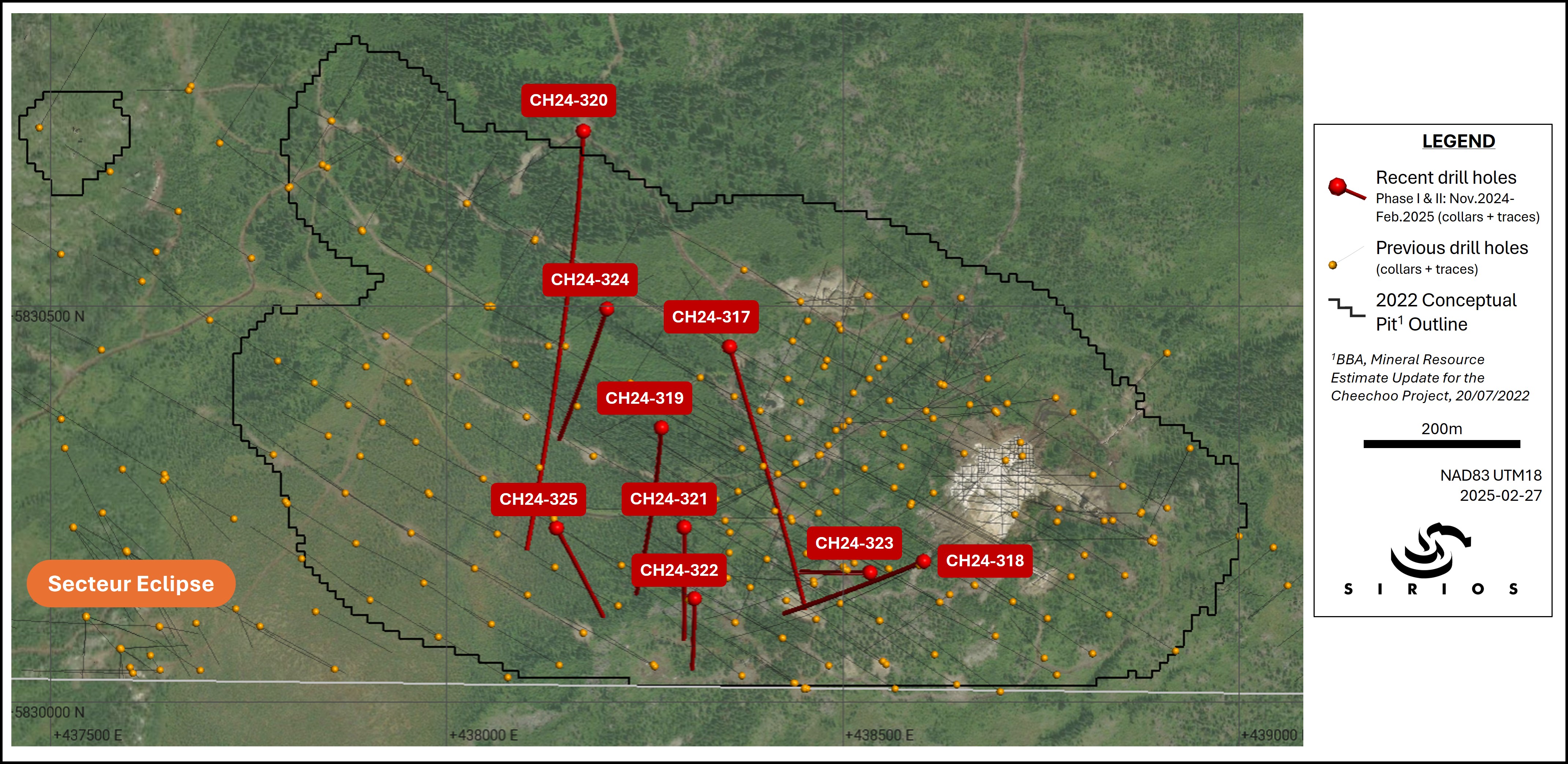 Localisation des forages CH24-317 à CH25-325