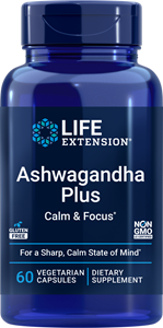 Life Extension’s new supplement Ashwaganda Plus Calm & Focus GlutenFree NonGMO