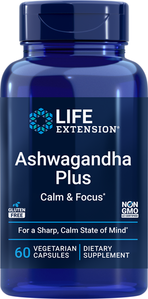Life Extension’s new supplement Ashwaganda Plus Calm & Focus GlutenFree NonGMO