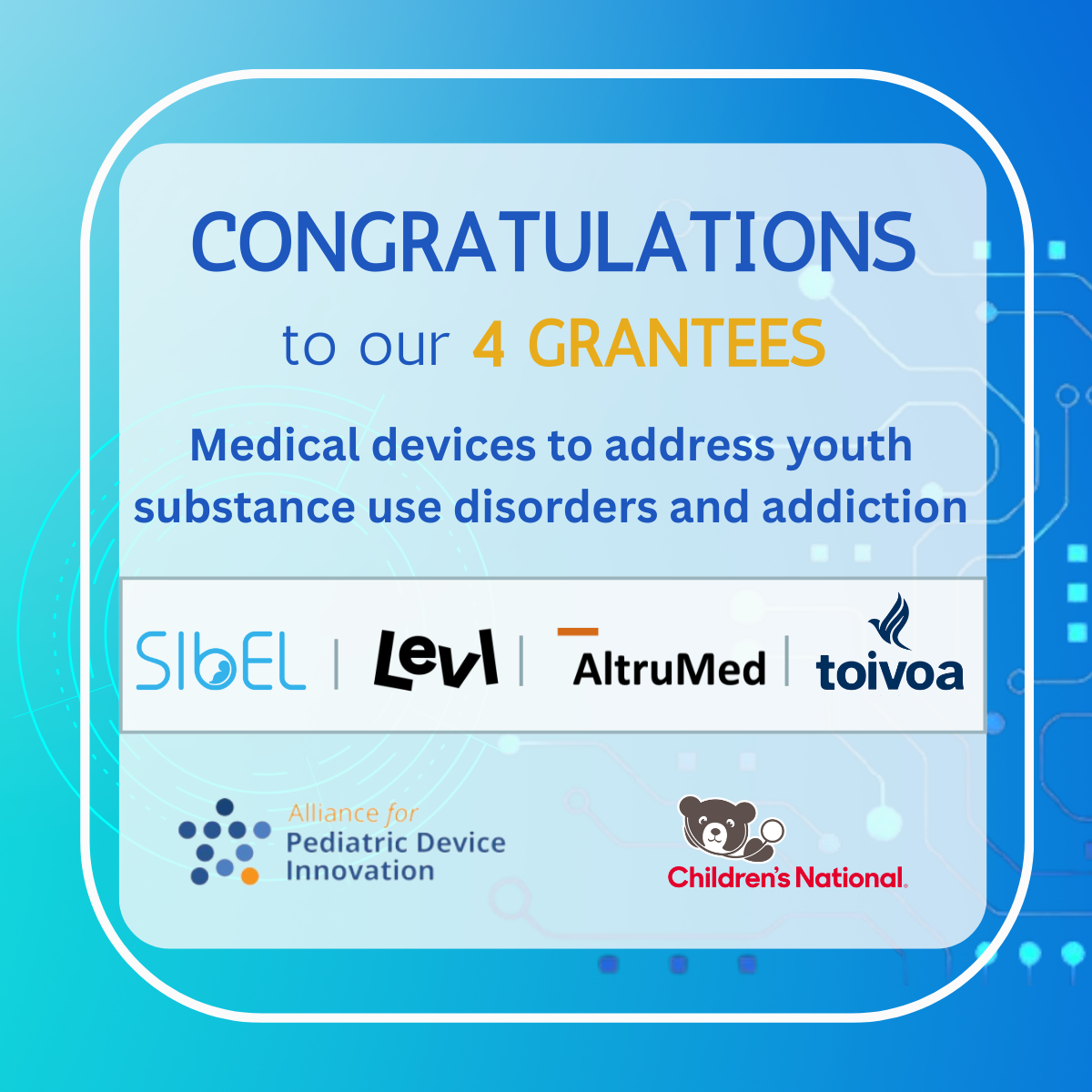 Four technologies share $200,000 in grants addressing youth substance misuse, addiction