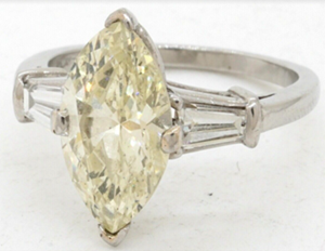 Heavy Platinum 3.70CT Marquise cut diamond engagement ring. Sold for $8,900 at last week’s SFLMaven Famous Thursday Night Auction