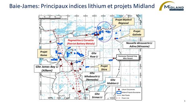 Figure 1 BJ Principaux indices lithium et projets MD