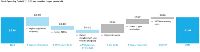 Annual Total Operating Costs (C1)* (US$ per pound of copper produced)