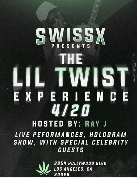 Lil Twist 4/20 Party and Grand Opening of the Swissx Lounge at 6654 Hollywood Blvd in Los Angeles. Ray J hosts. Hologram Shows, surprise guests, luxury CBD and cannabis products.