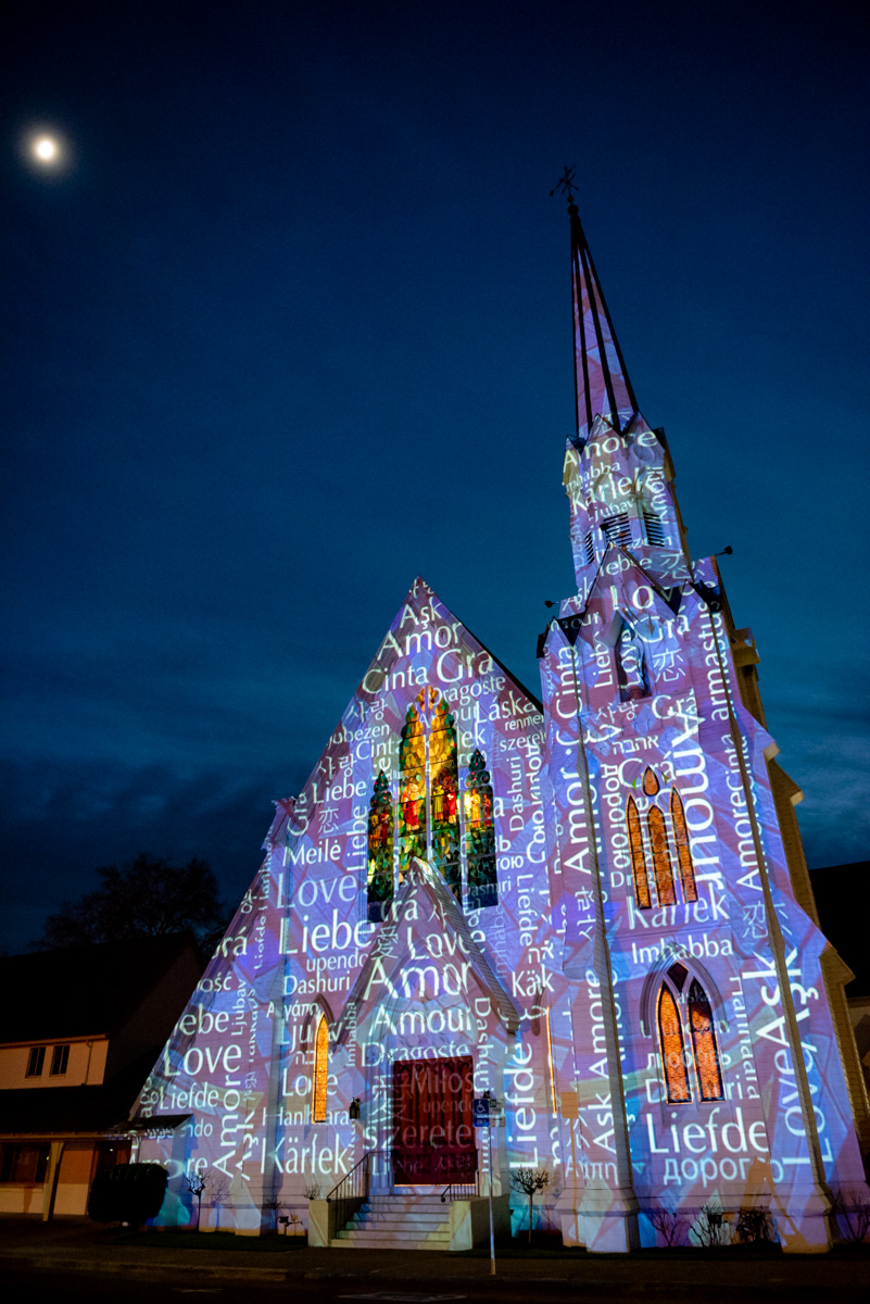 First Presbyterian Church at Napa Lighted Art Festival.