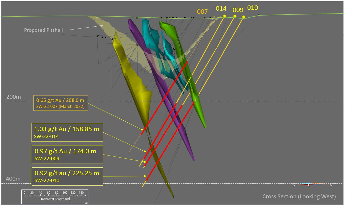Cross section of the Swanson gold project