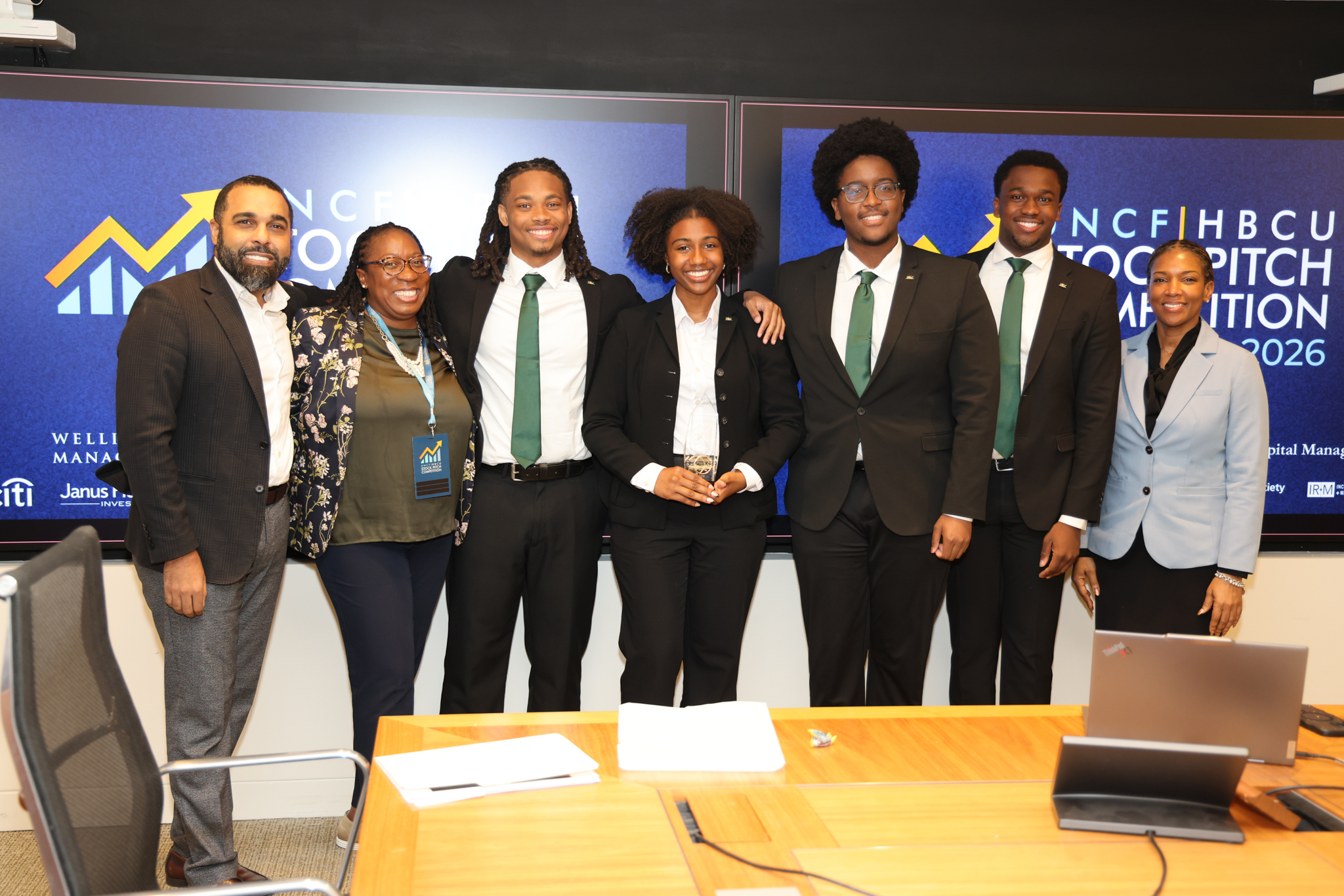 Winners of the 2026 UNCF Stock Pitch Competition: Florida Agricultural and Mechanical University. 