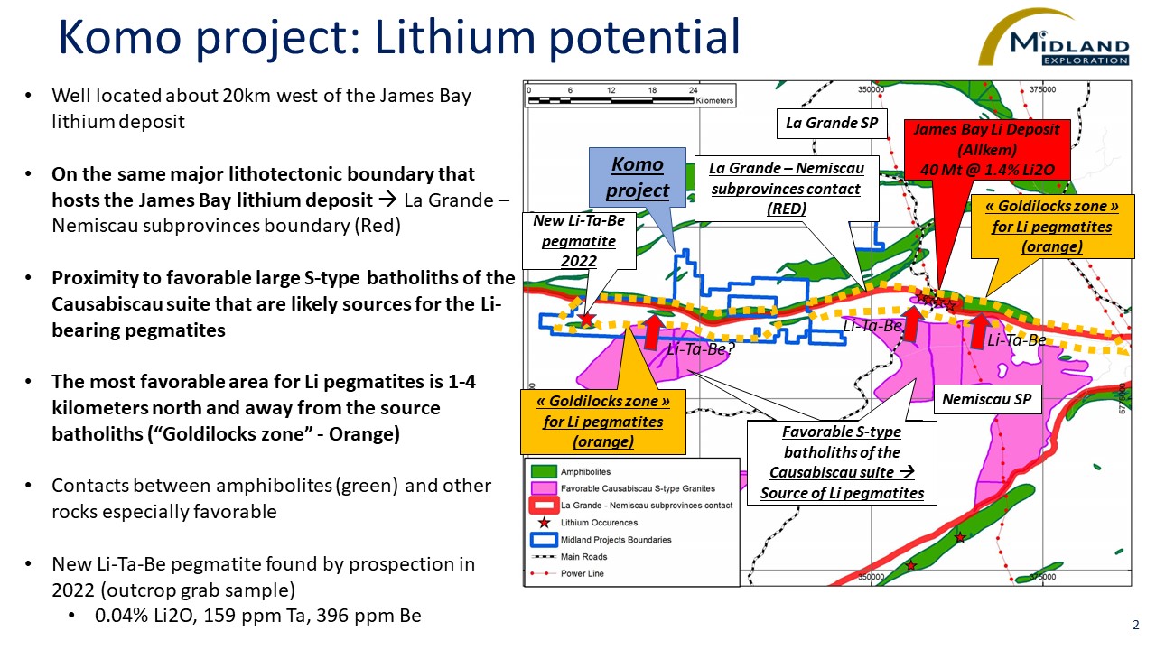 Figure 2 Komo Project Lithium Potential