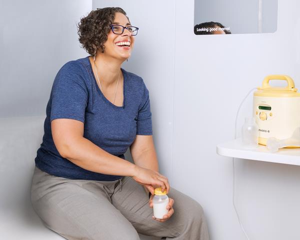 A mother prepares to pump in a Mamava lactation pod. Mamava, creator of the lactation pod category, is giving a pod away in honor of National Breastfeeding Month in August. ﻿In addition to a Mamava lactation pod, the grand prize giveaway winner will receive lactation supplies from
Medela. Note: ﻿The Medela donation within this giveaway program is yet to be determined and may not be a breast pump.