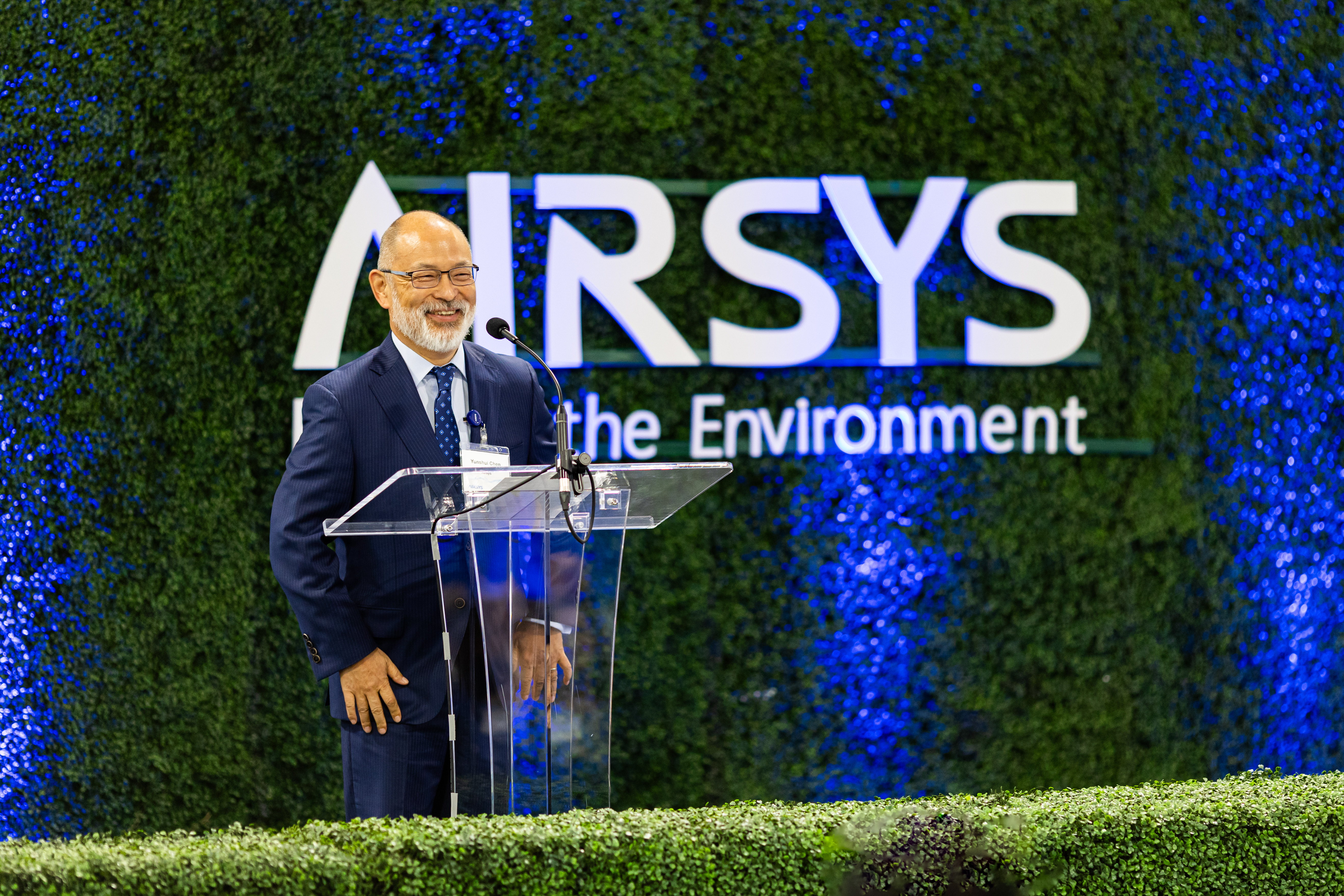 Airsys Founder and CEO, Yunshui Chen, delivering remarks at the opening of the company’s new global headquarters campus in Woodruff, South Carolina.