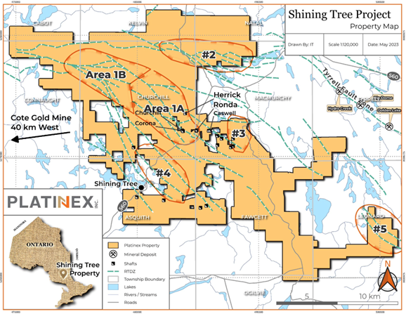 Figure 2: Shining Tree Gold Project Target Areas