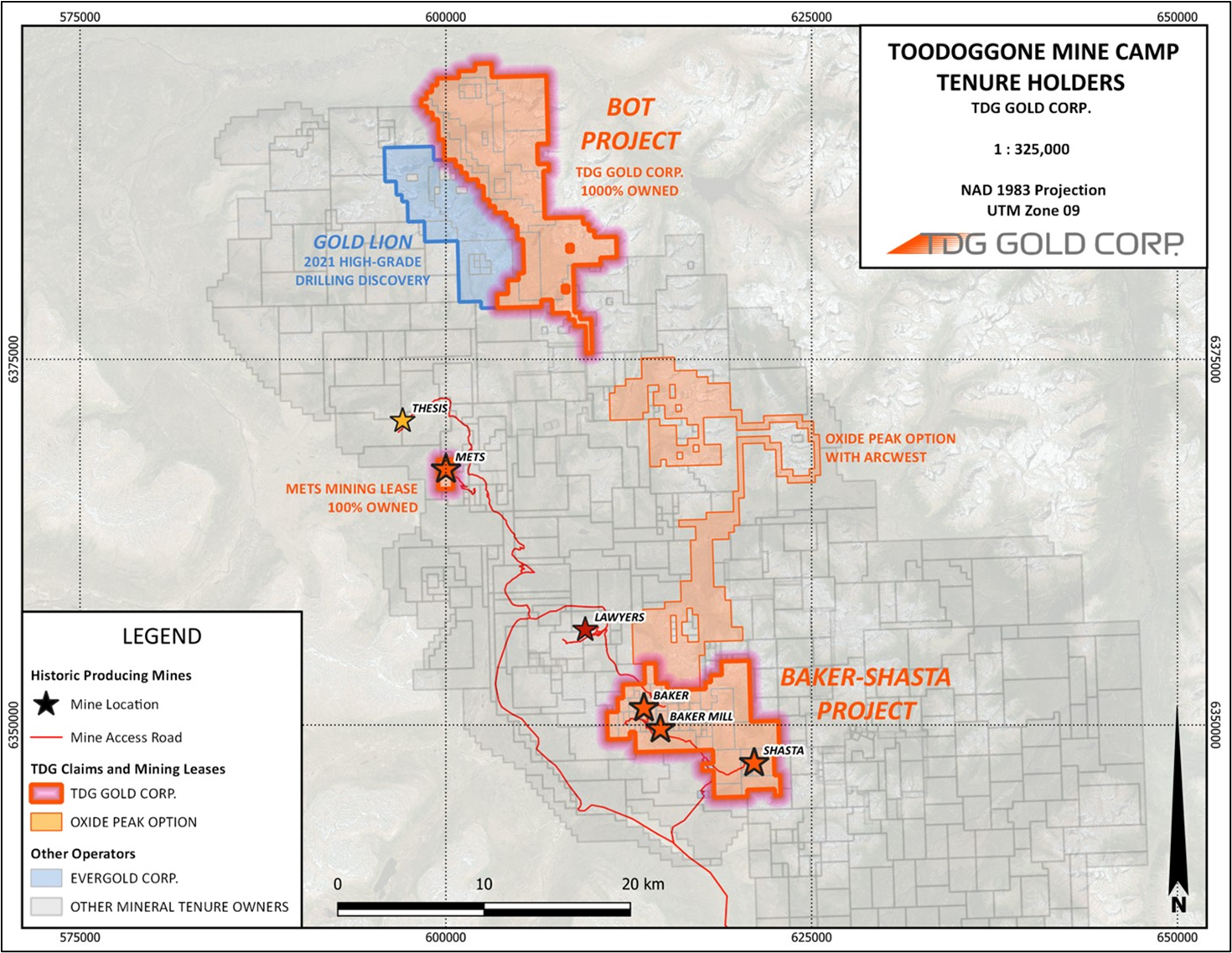 Property Location, Toodoggone Camp, With Thanks to TDG Gold