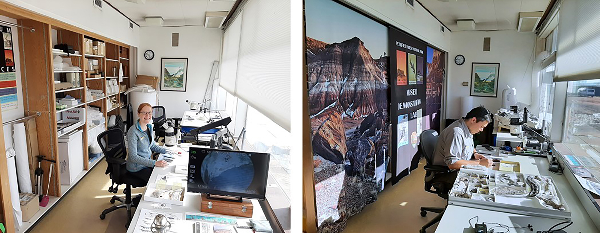 Demo Lab set up March 2020 (left) and February 2022 (right)