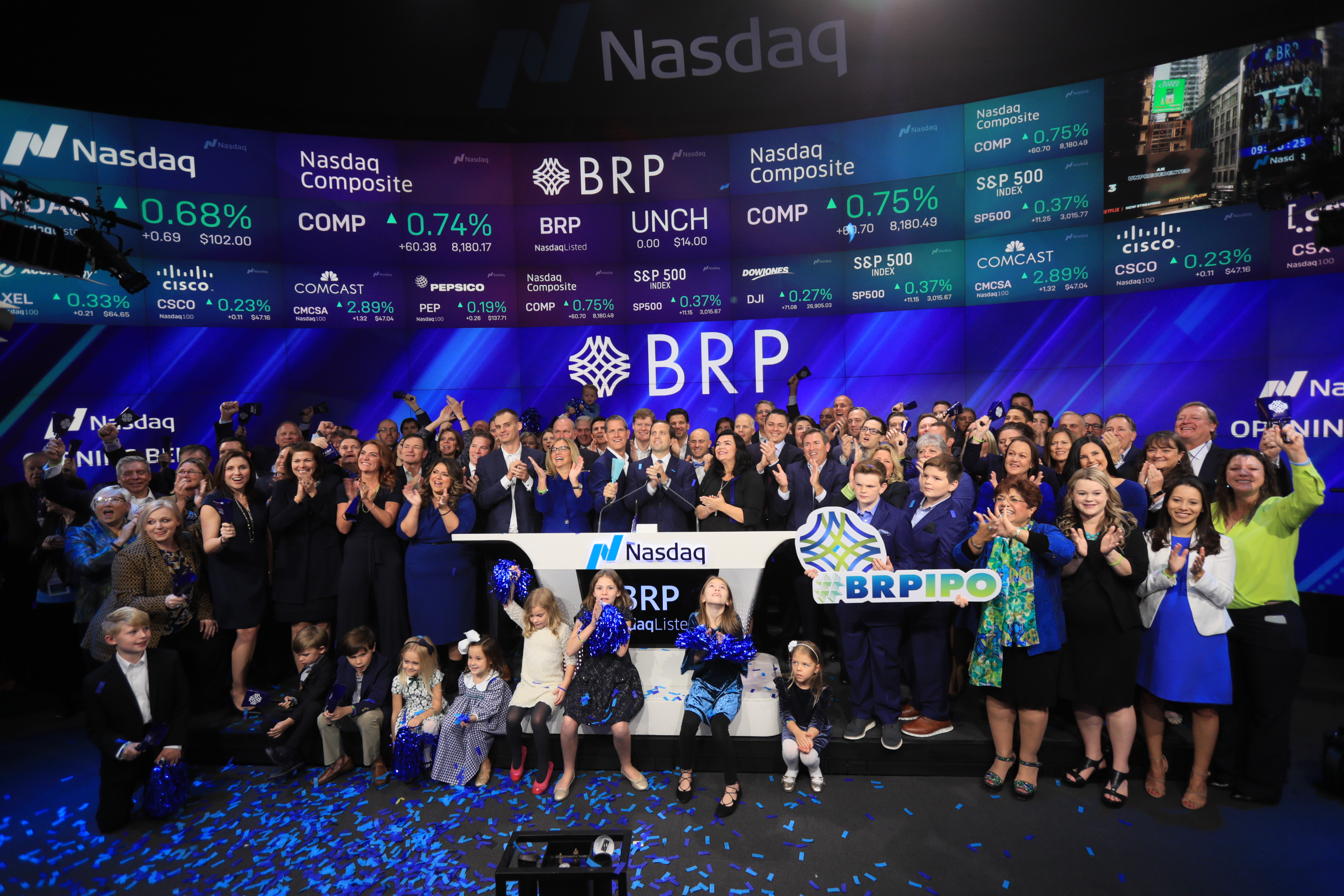 The BRP Team celebrates opening day at Nasdaq.