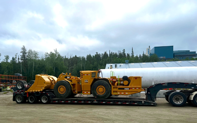Figure 4. An underground loader being delivered to the Madsen Mine on June 18th.