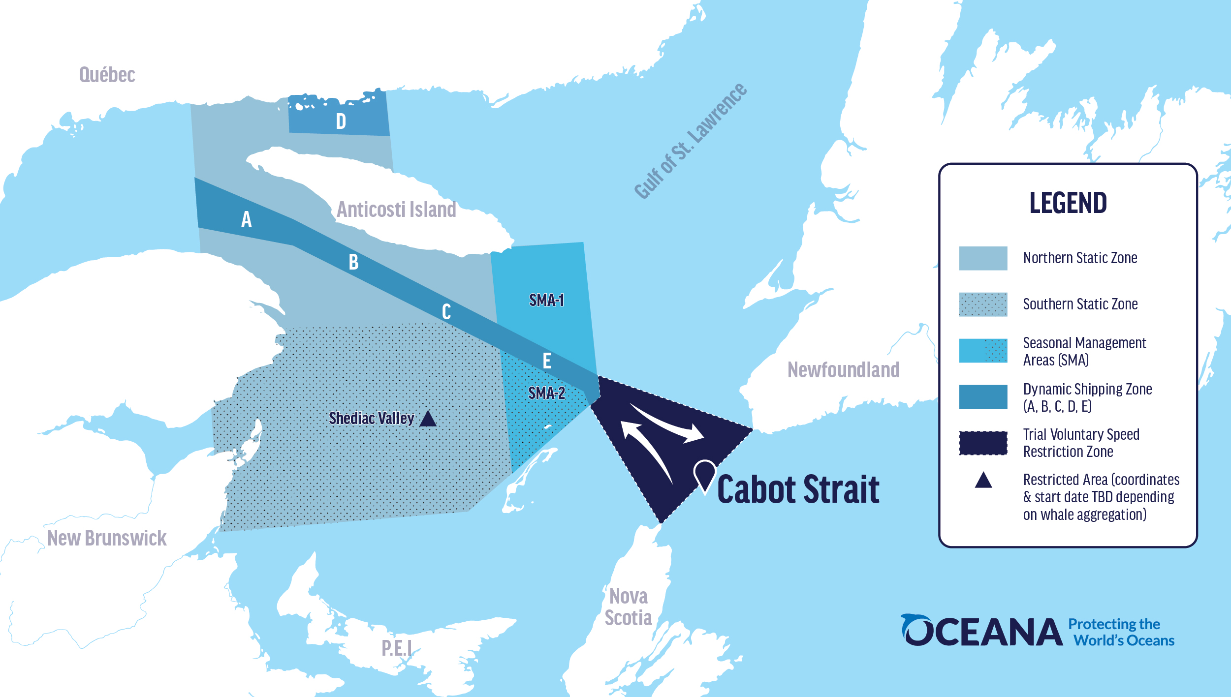 Voluntary speed restriction zone in the Cabot Strait