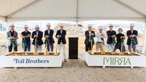 Senior executives and development team members from Toll Brothers Apartment Living and Pondmoon Capital attended the groundbreaking celebration of Mirra.
