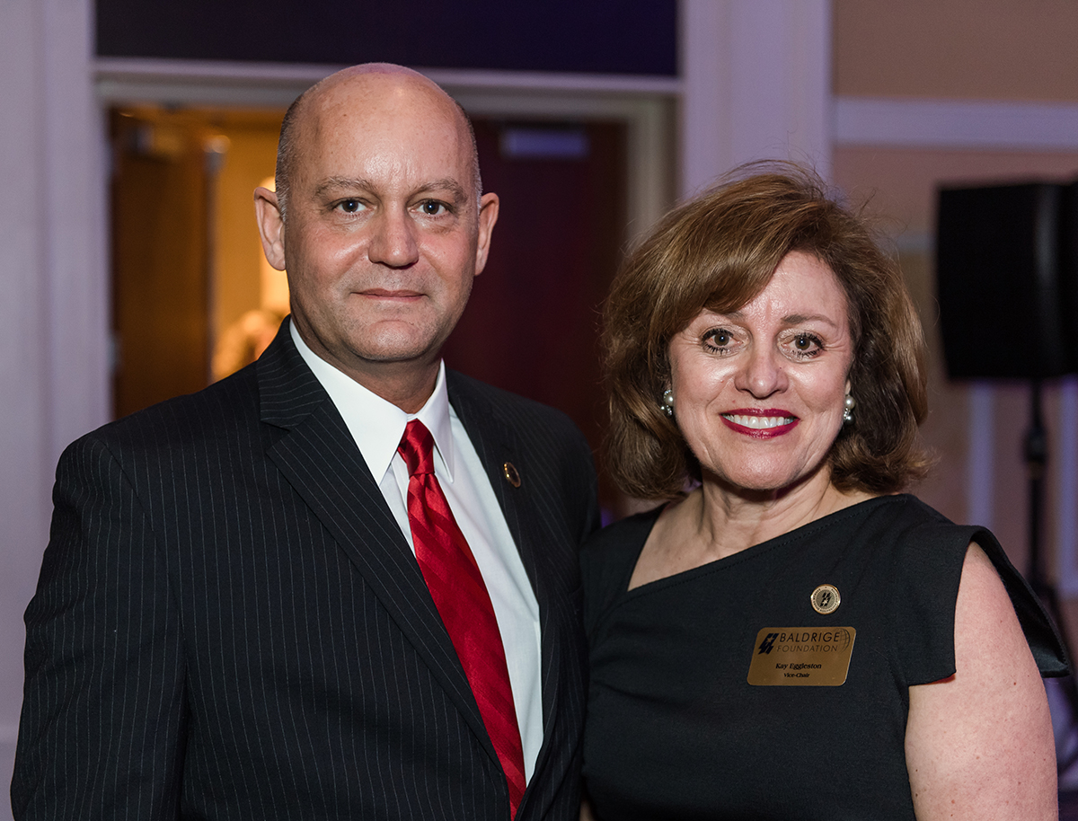 Kathryn Eggleston, Ph.D., (left), newly-appointed chair of the Baldrige Foundation, with Foundation President and CEO Al Faber at the 2019 Quest for Excellence Conference, National Harbor, Maryland, April 7, 2019.