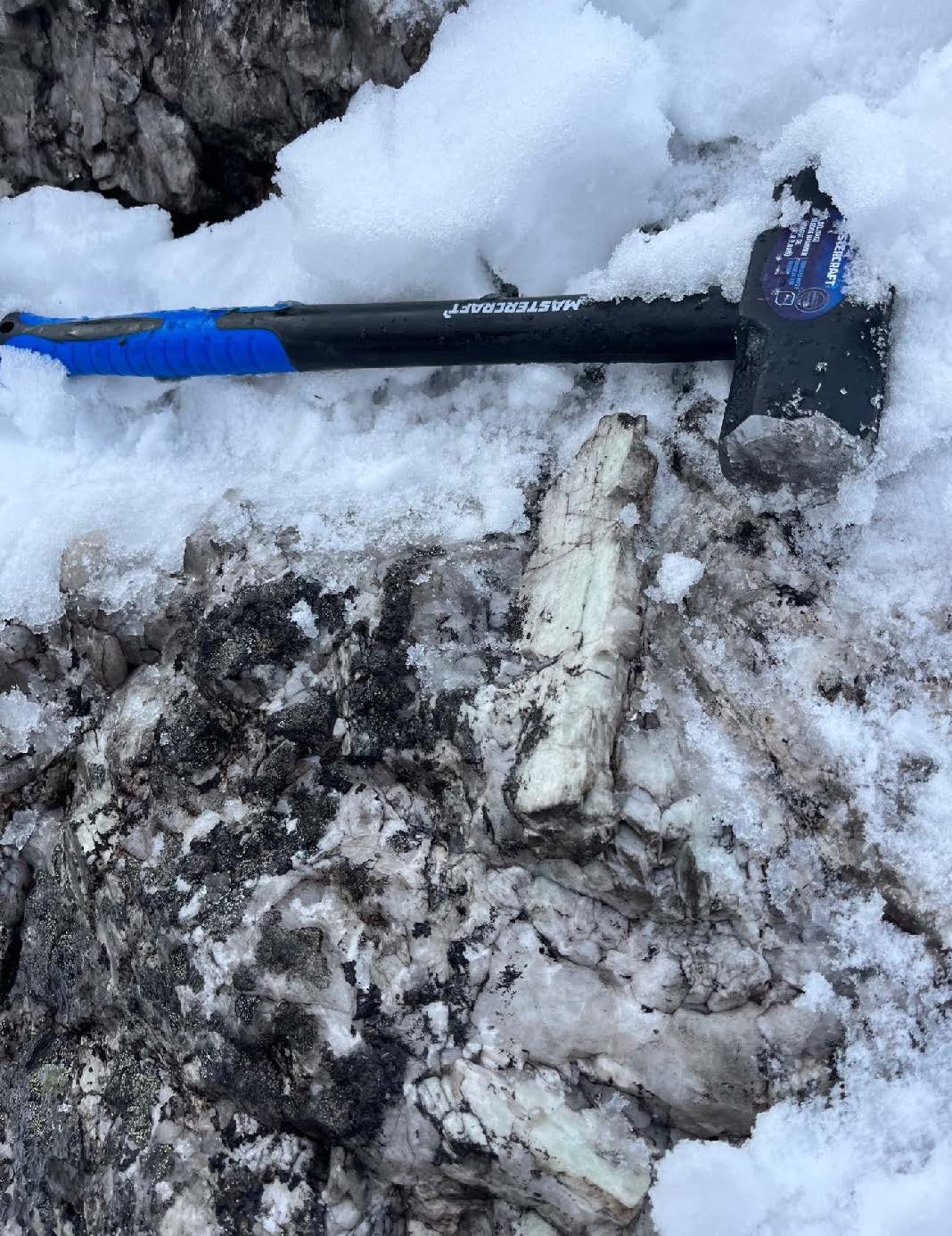 Photograph of the lithium bearing pegmatite sampled during the field work as per Infinico.