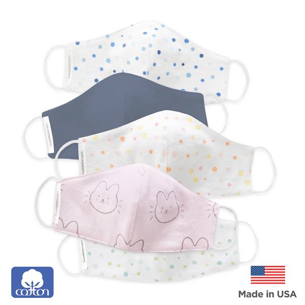 Made in the USA, SwaddleDesigns 2-layer cotton flannel face masks are comfortable, fitted, secure, and feel soft on your face. Available in Child, Medium, and Large sizes with an assortment of colors and prints.