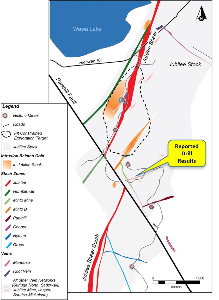 map of the Wawa Gold Project