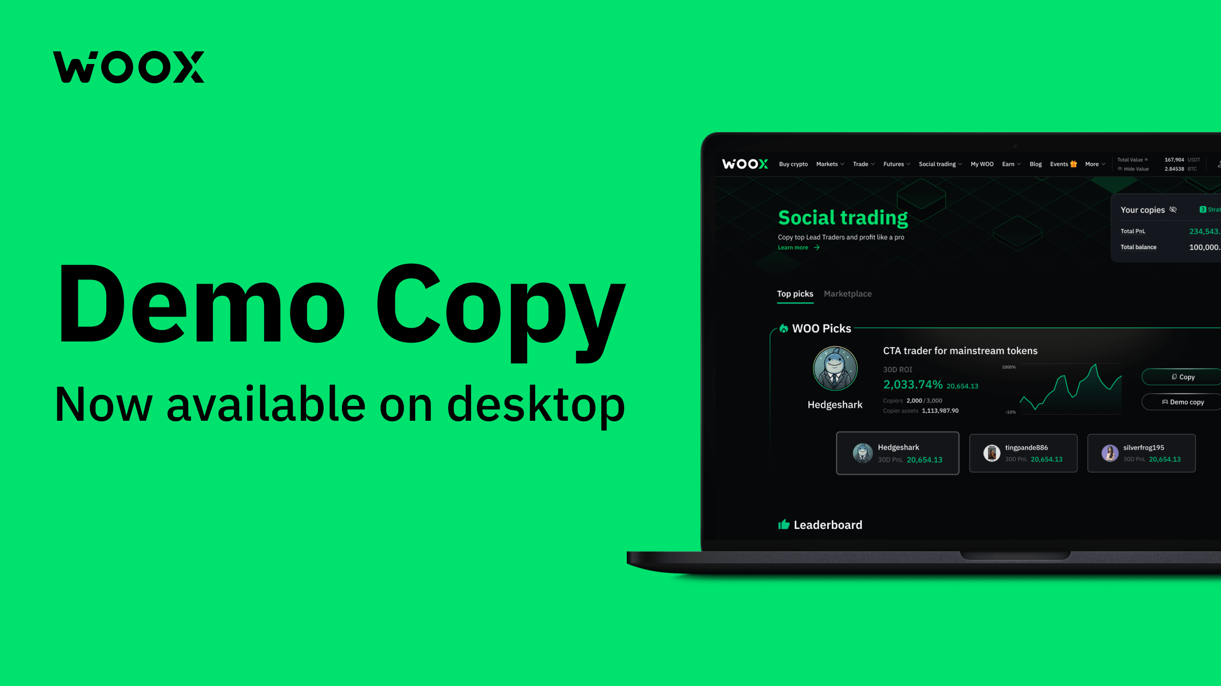 Demo Copy now available on desktop — Start copying Lead Traders in a simulated trading environment