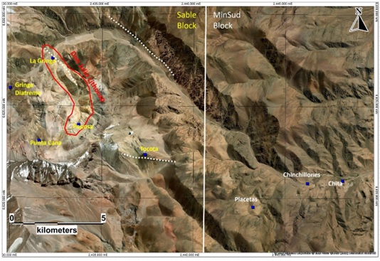 Location of known porphyry targets within Sable’s Don Julio land packageand Minsud’s Chita Valley project, including the recently discovered Chinchillones porphyry. Exploration programs for both Sable and Minsud are financed by South32.