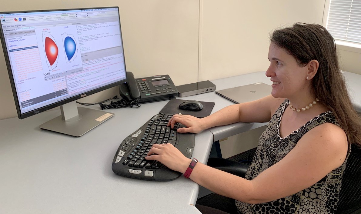 DIII-D researcher Kathreen Thome is leading a team that will use computer modeling and simulation to predict the best approaches to utilizing the new upgraded capabilities of the NSTX-U facility at Princeton Plasma Physics Laboratory. Courtesy General Atomics.