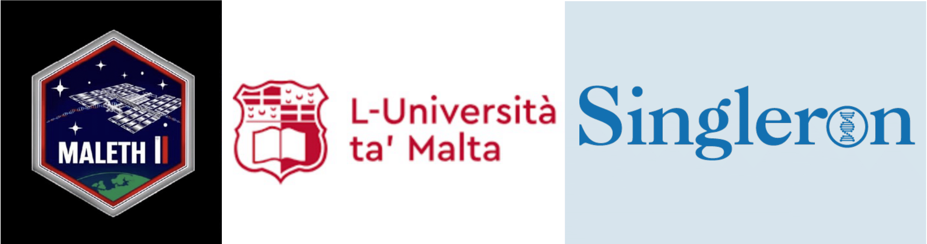 Logos for MALETH II, the University of Malta, and Singleron.