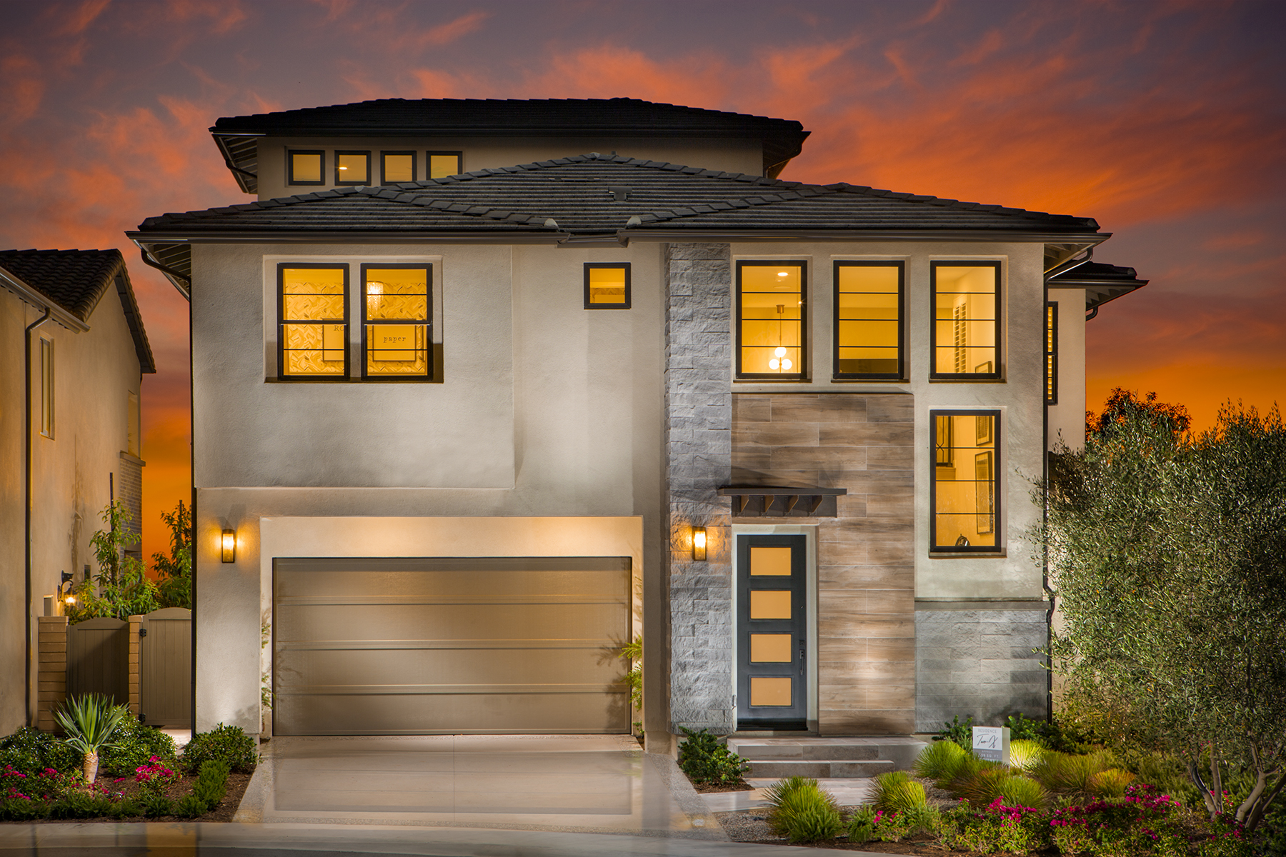 Inspired by Modern Spanish, Transitional and Modern Prairie architectural styles, as well as the setting among natural vistas and open space, the inviting, two- and three-story detached residences at Teresina by Shea Homes, is exciting both in design as well as setting in a charming hillside neighborhood in Lake Forest, CA. Pictured: Plan 2.