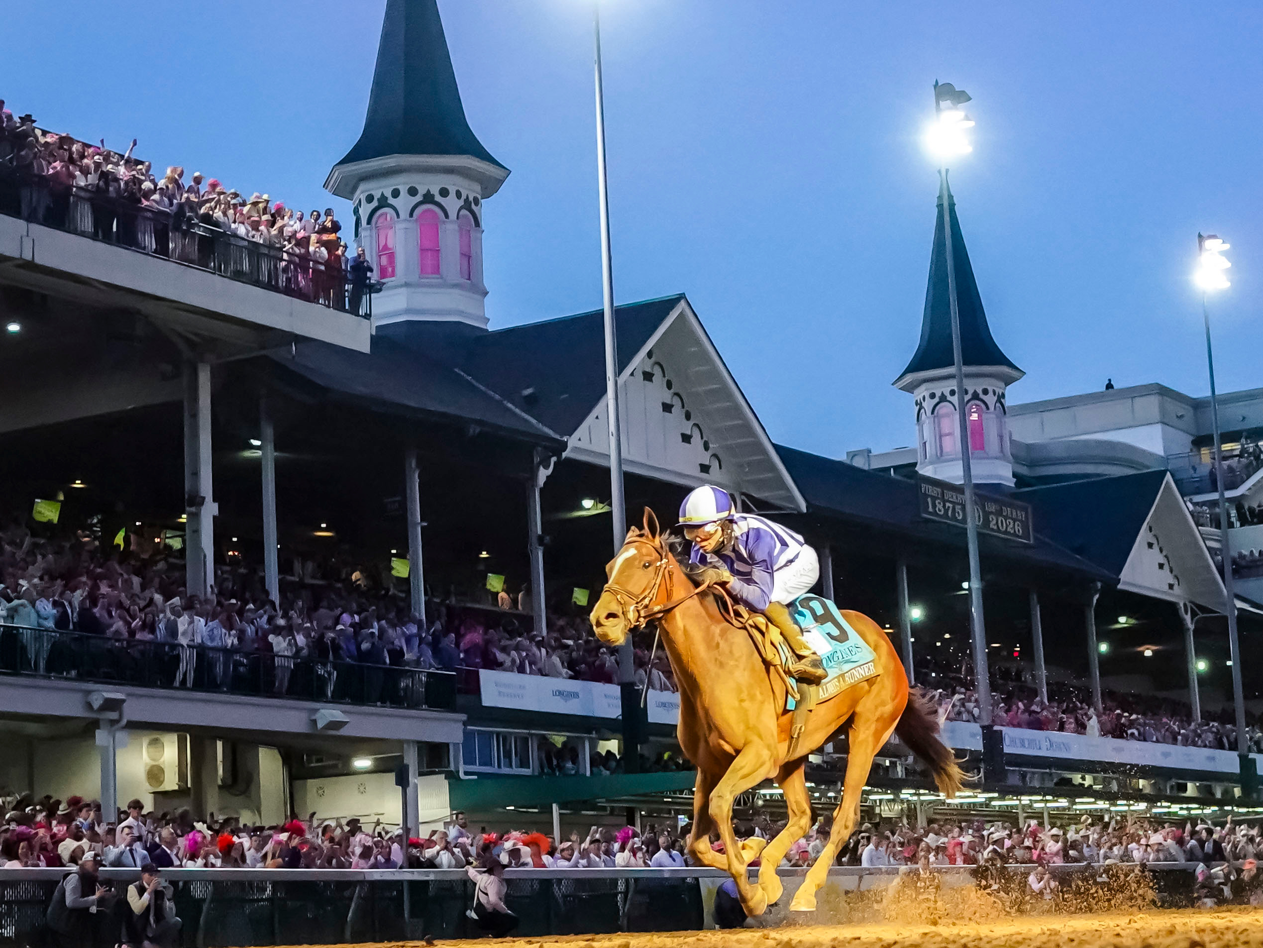 Always A Runner crosses the finish line at the 152nd Kentucky Oaks 