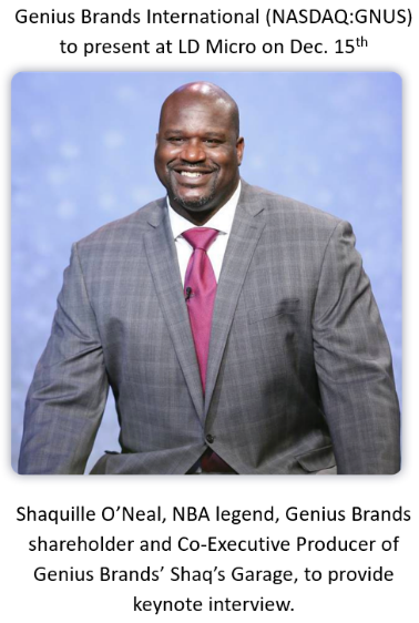 Genius Brands International (NASDAQ:GNUS) to present at LD Micro on Dec. 15th