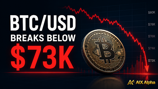 BTC/USD Breaks Below $73K as Rapid Market Swings Push Traders Toward AI Bots Like AIX Alpha
