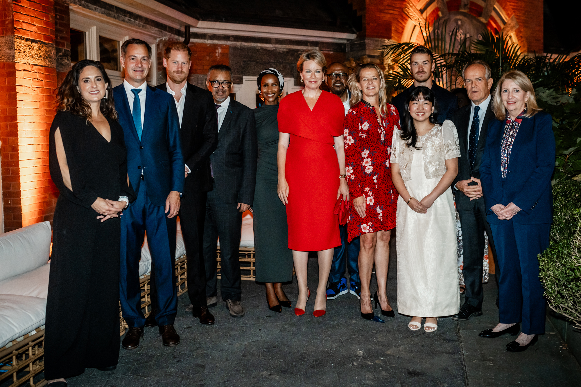 L-R: Dr. Daniela Ligiero, CEO of Together For Girls; H.E. Alexander De Croo, Prime Minister of Belgium; Prince Harry, Duke of Sussex; Dr Tedros Adhanom Ghebreyesus, Director General of the World Health Organisation; Shudu Musida, UNFPA Regional Champion; H.R.H. Queen Mathilde of Belgium; Forest Whitaker, Actor and Activist; H.R.H. Princess Mabel van Oranje; Bryanna Mariñas, Survivor; Will Poulter, Actor; Dr. Etienne Krug, Director of the Department of Social Determinants of Health at the World Health Organisation; Catherine Russell, UNICEF Executive Director.