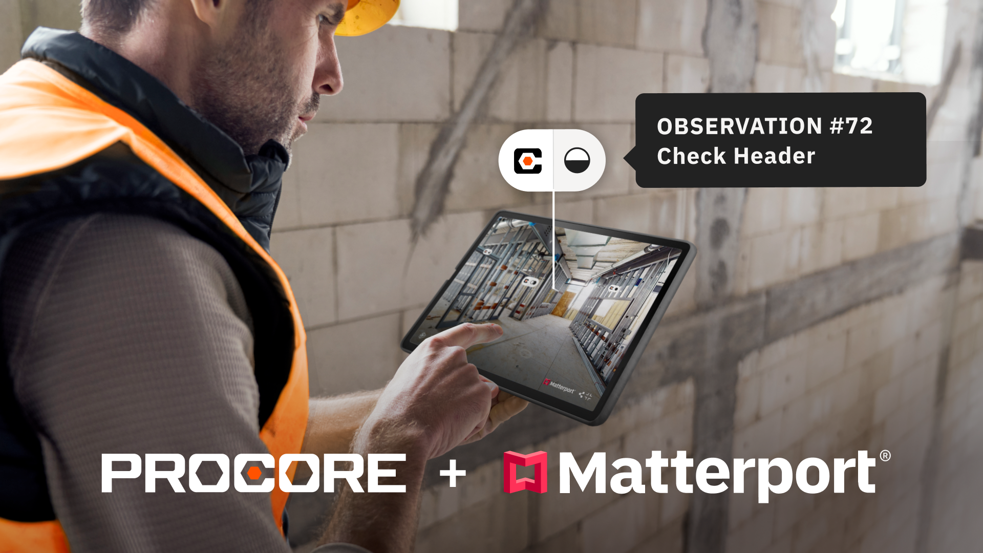 Construction professional views Procore RFI in Matterport 