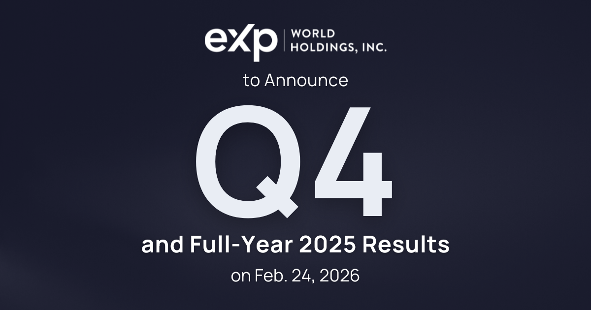 eXp World Holdings to Announce Fourth Quarter and Full-Year 2025 Results on Feb. 24, 2026