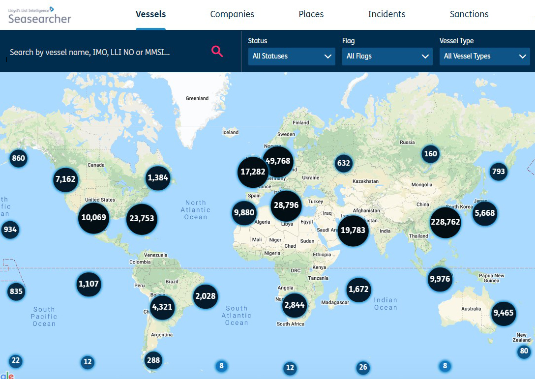 Lloyd's List Intelligence Seasearcher Platform