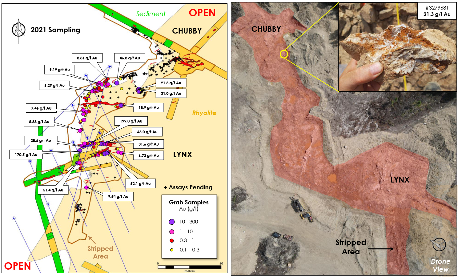 Figure 1. New Selected Grab Samples Collected Along the OGT Between the Lynx and Chubby