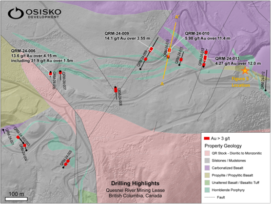 QR Mine Prospect – Select drilling highlights.